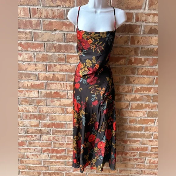 Sweet Lemon Floral Print Halter Neck Maxi Dress size medium - Picture 3 of 8